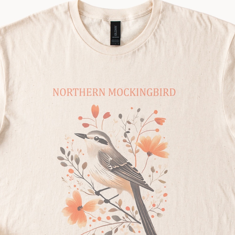 Northern Mockingbird Watercolor Graphic Tee Nature Bird Art